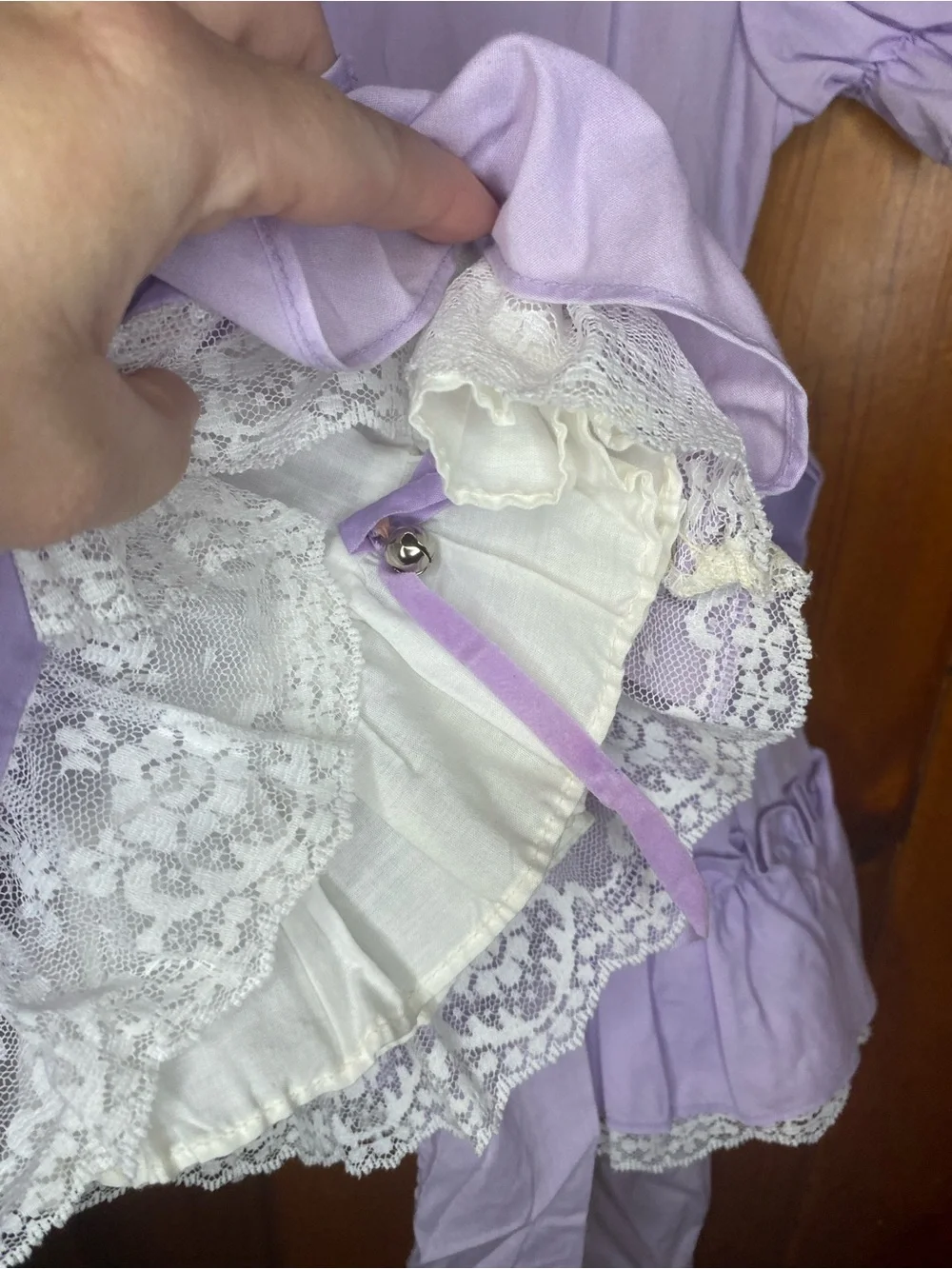 Vintage “were fussy”Girls' Lavender Lace Ruffle Dress Top - Lavender